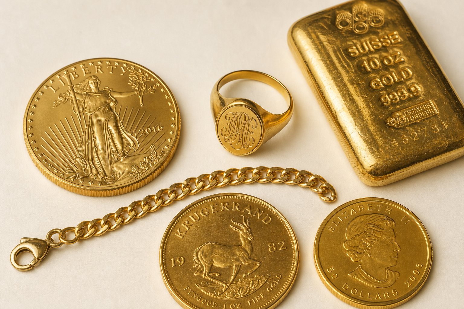 Pièces d'or Napoléon et Krugerrand